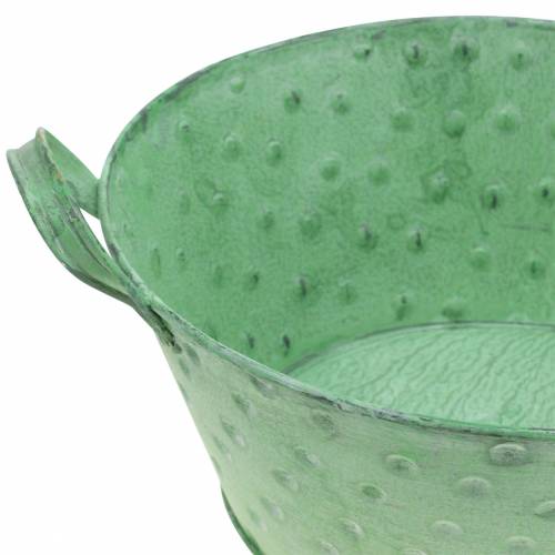 Floristik24 Fioriera Decorativa In Metallo Verde Lavato Ø24cm H10cm