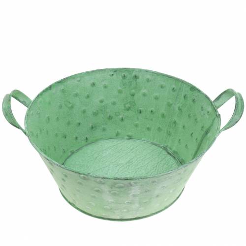 Floristik24 Fioriera Decorativa In Metallo Verde Lavato Ø24cm H10cm