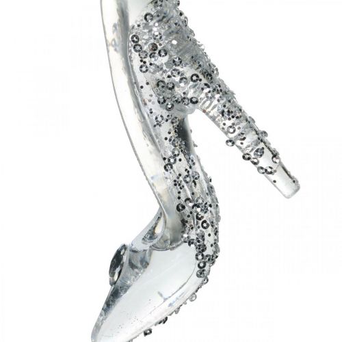 Floristik24 Scarpa da appendere, addobbi per l&#39;albero di Natale, décolleté con glitter, plastica argento H10cm