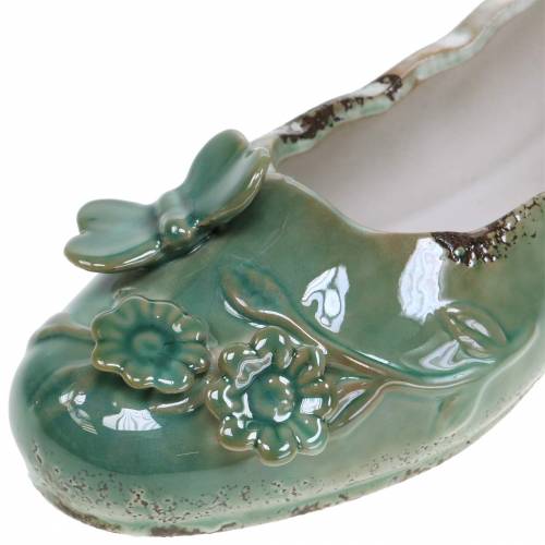 Floristik24 Fioriera scarpa donna ceramica petrolio 24cm