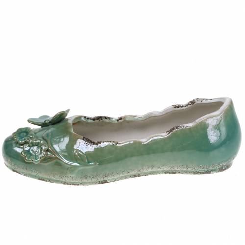 Floristik24 Fioriera scarpa donna ceramica petrolio 24cm