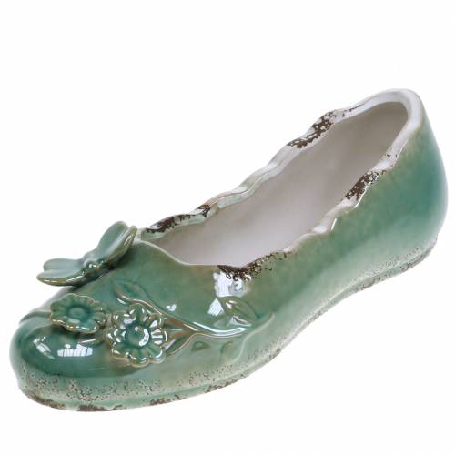 Floristik24 Fioriera scarpa donna ceramica petrolio 24cm