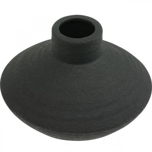Floristik24 Vaso in ceramica nera vaso decorativo bulboso piatto H10cm