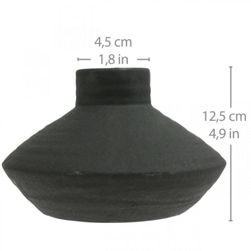 Prodotto Vaso in ceramica nera vaso decorativo bulboso piatto H12,5cm
