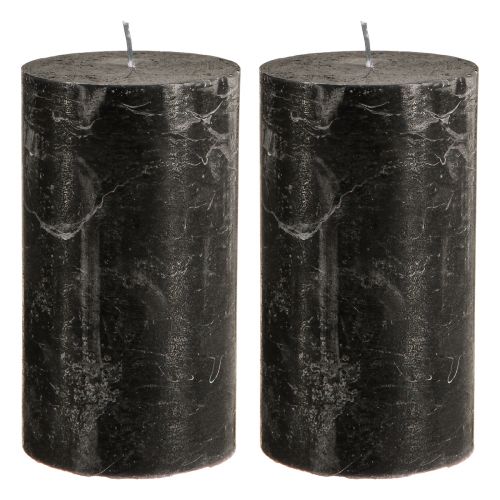 Prodotto Candele nere candele a colonna in tinta unita 85×150mm 2 pz