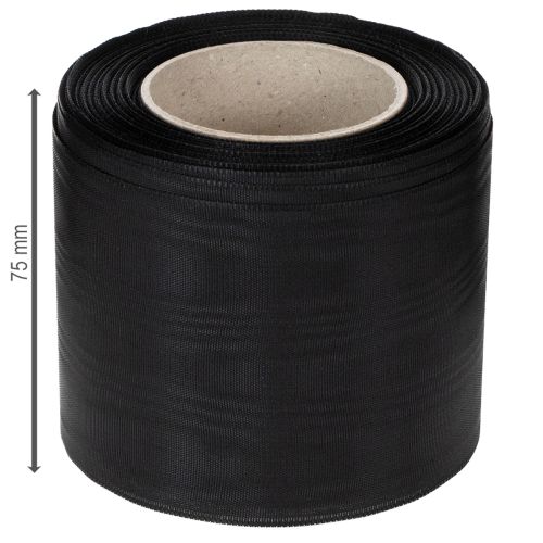 Nastro ghirlanda nero 75 mm 25 m - nastro da lutto in acetato per stampa e decorazione di nastri | Floristik24.it