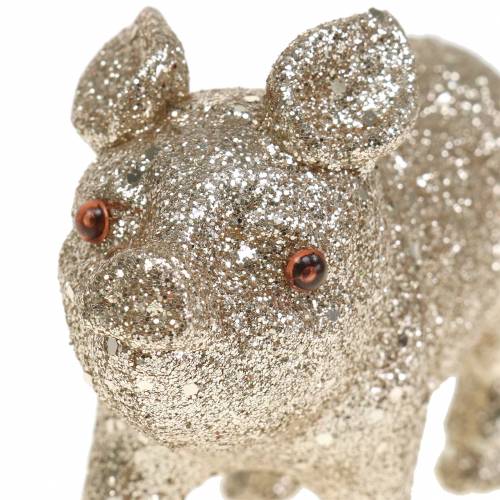 Floristik24 Maialino decorativo glitter champagne 10cm 8 pezzi