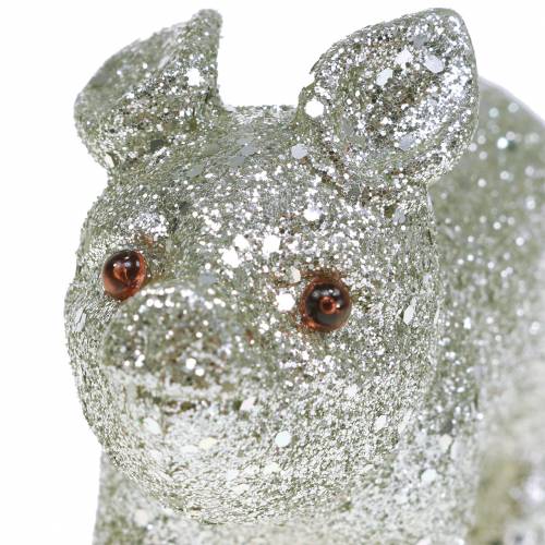 Maialino Argento con paillette 10 cm 8 pezzi