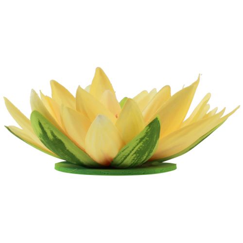 Prodotto Ninfea galleggiante artificiale decorazione estiva gialla Ø15cm 2 pezzi