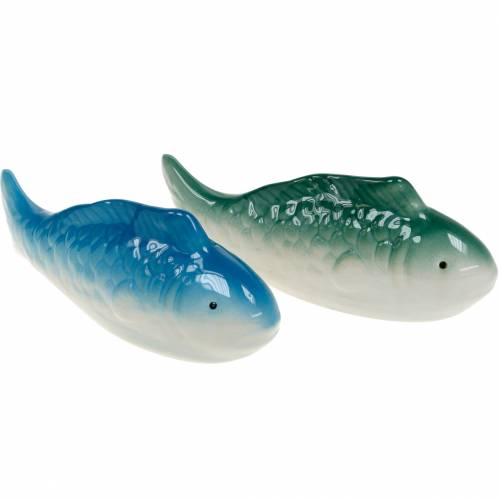 Floristik24 Nuoto pesce blu/verde ceramica 16cm 2pz