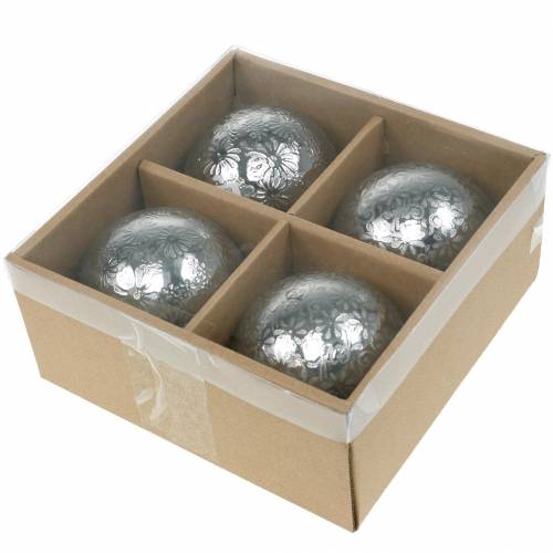 Floristik24 Fiori a sfera galleggianti in metallo argentato Ø8cm assortiti 4pz