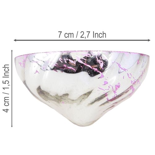 Prodotto Portacandele galleggiante in vetro argentato viola Ø7cm 3pz