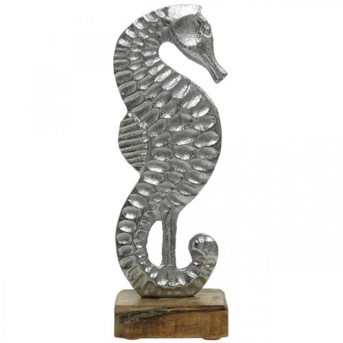 Floristik24 Cavalluccio marino da posizionare, decoro mare in metallo, scultura marittima argento, colori naturali H22cm
