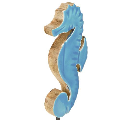 Prodotto Decorazione cavalluccio marino legno blu naturale marittimo H21cm 2pz