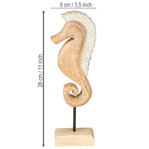 Prodotto Decorazione cavalluccio marino con perle, decorazione da tavolo marittima, legno, 28 cm