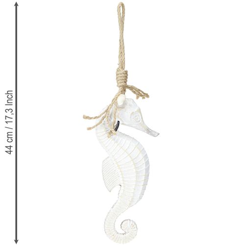 Prodotto Decorazione cavalluccio marino da appendere, bianco lavato, 27 cm