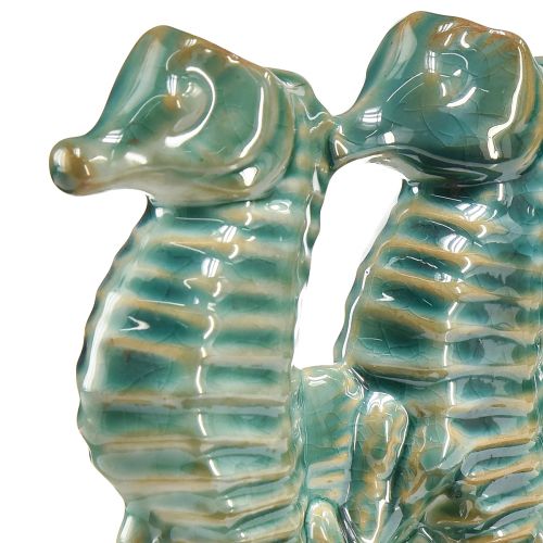 Floristik24 Vaso da fiori in ceramica cavalluccio marino blu verde L21 cm 2 pezzi