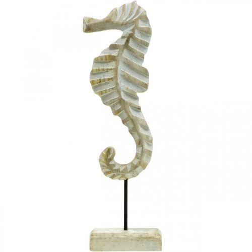 Floristik24 Cavalluccio marino in legno, decoro marittimo, figura decorativa animale marino colore naturale, bianco H35cm
