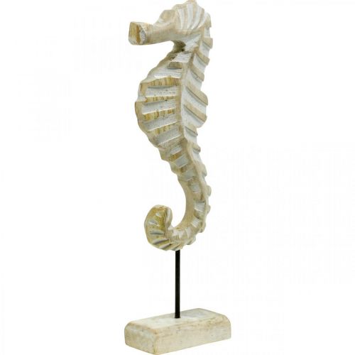 Floristik24 Cavalluccio marino in legno, decoro marittimo, figura decorativa animale marino colore naturale, bianco H35cm