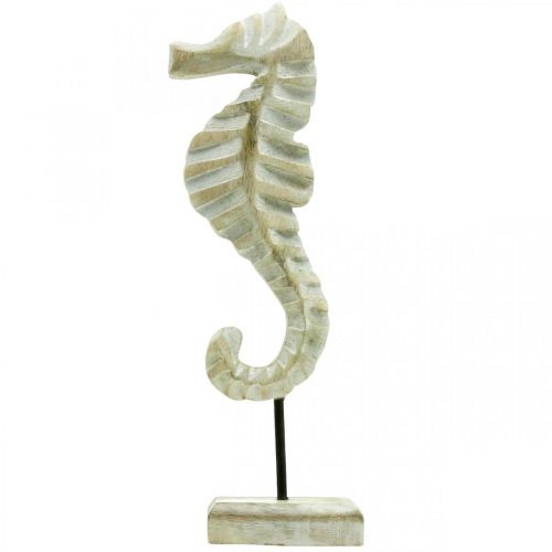 Floristik24 Cavalluccio marino da posizionare, decorazione in legno marittimo, decorazione per la tavola, decorazione estiva colori naturali, bianco H28cm