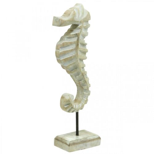 Floristik24 Cavalluccio marino da posizionare, decorazione in legno marittimo, decorazione per la tavola, decorazione estiva colori naturali, bianco H28cm