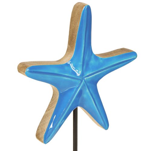Prodotto Decorazione stella marina su base legno naturale blu marittimo H25cm