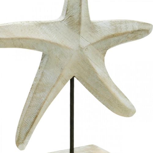 Floristik24 Stella marina in legno, scultura decorativa marittima, decorazione mare colori naturali, bianco H28cm