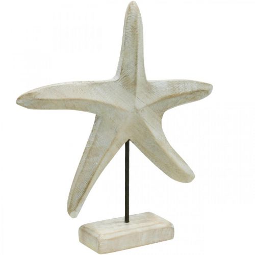 Floristik24 Stella marina in legno, scultura decorativa marittima, decorazione mare colori naturali, bianco H28cm
