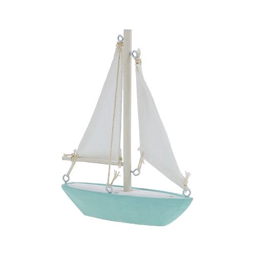 Floristik24 Barca a vela per stare in piedi 14 cm x 15,5 cm blu-bianco