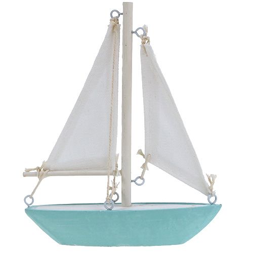 Floristik24 Barca a vela per stare in piedi 14 cm x 15,5 cm blu-bianco