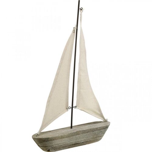 Prodotto Barca a vela, barca in legno, decorazione marittima shabby chic colori naturali, bianco H37cm L24cm
