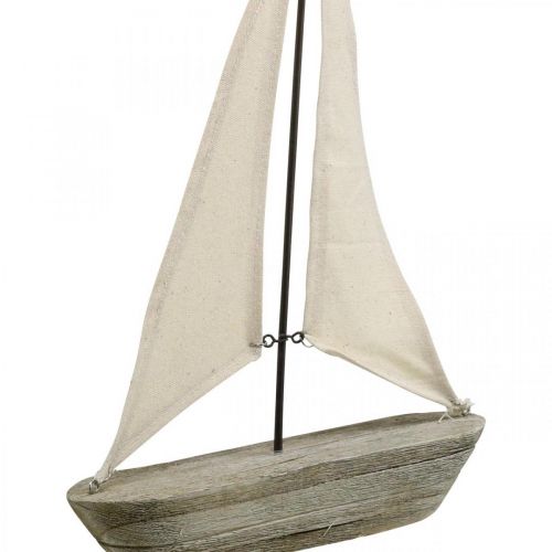 Floristik24 Barca a vela, barca in legno, decorazione marittima shabby chic colori naturali, bianco H37cm L24cm