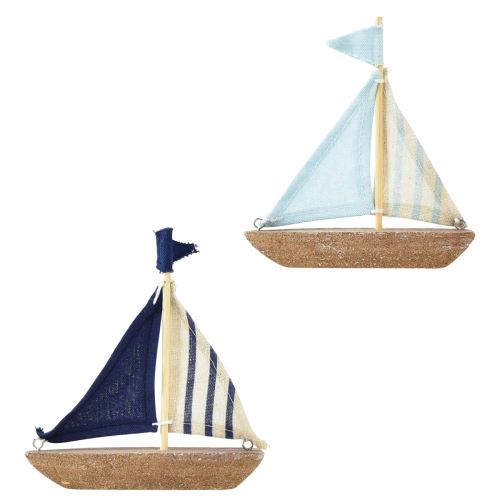 2 Decorazioni In Legno A Forma Di Barca A Vela Da Appendere - Heaven Sends, Dipinte A Mano, 6,5-14 Cm, Per Casa E Nautica
