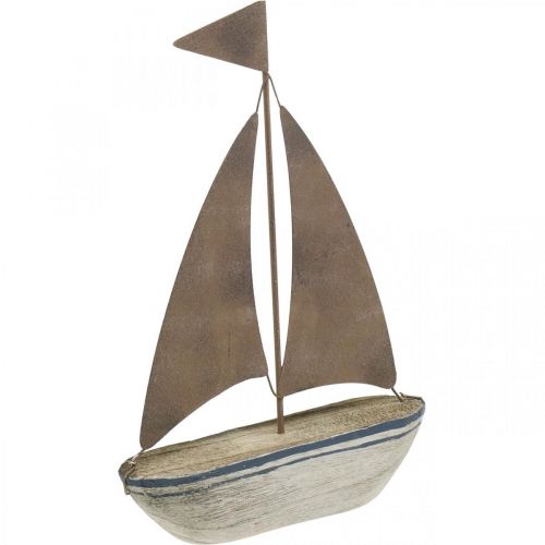 Deco barca a vela legno ruggine decorazione marittima 16×25 cm