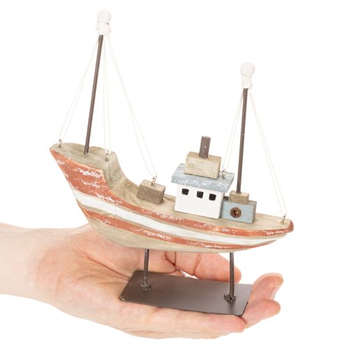 Modellino di barca decorativo in legno per davanzale, 20 cm | Floristik24.it