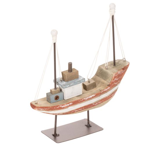 Modellino di barca decorativo in legno per davanzale, 20 cm | Floristik24.it