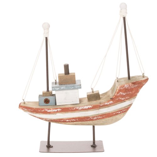Modellino di barca decorativo in legno per davanzale, 20 cm | Floristik24.it