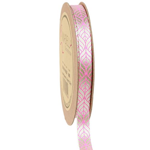 Nastro di seta foglie nastro regalo beige rosa 10 mm 20 m