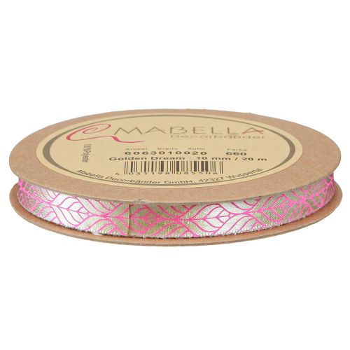 Prodotto Nastro di seta foglie nastro regalo beige rosa 10 mm 20 m