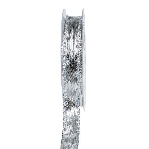 Nastro decorativo argento con bordo filo 15mm 25m