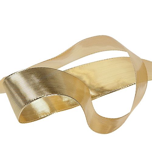 Floristik24 Nastro regalo oro con bordo in filo 40mm 25m