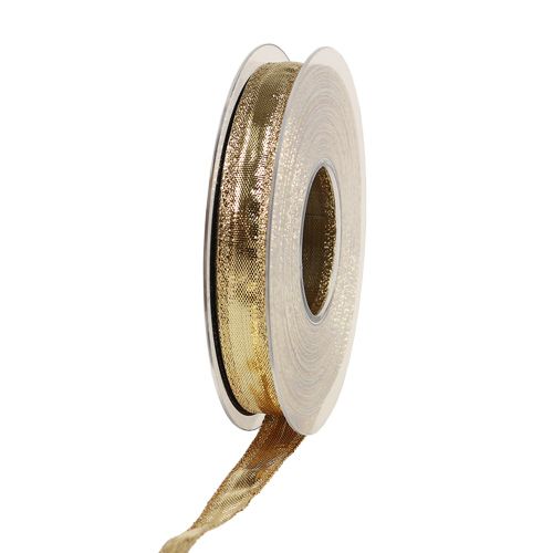 Floristik24 Nastro con filo bordo oro 15mm 25m