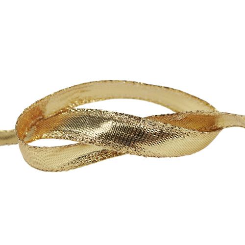 Floristik24 Nastro con filo bordo oro 15mm 25m