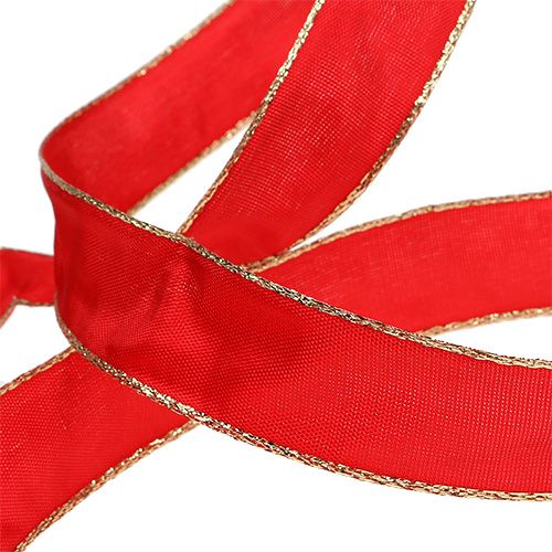 Prodotto Nastro di seta rosso con bordo oro 25mm 25m
