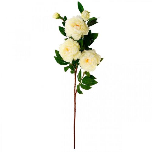 Prodotto Fiore di seta peonia artificiale crema bianca 135 cm