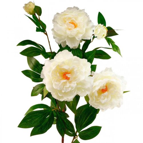 Prodotto Fiore di seta peonia artificiale crema bianca 135 cm