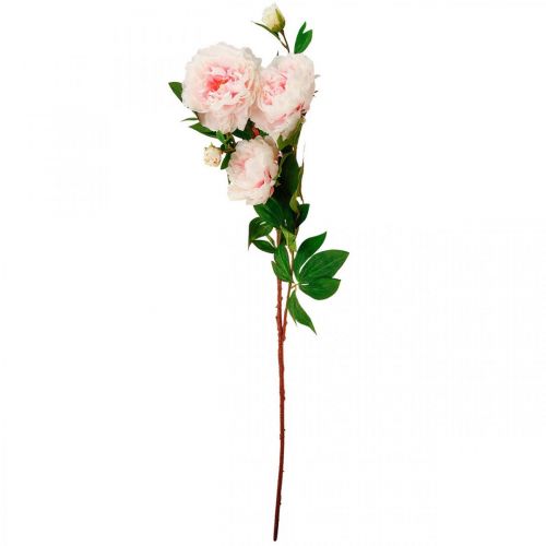 Prodotto Fiore di seta peonia artificiale rosa chiaro, bianco 135 cm