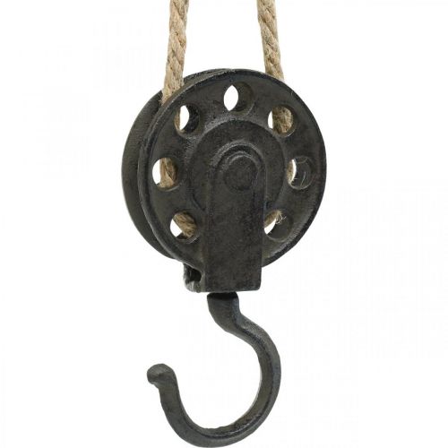 Floristik24 Puleggia decorativa, design industriale dell'argano, cestino sospeso L55cm