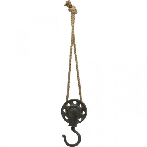 Floristik24 Puleggia decorativa, design industriale dell'argano, cestino sospeso L55cm