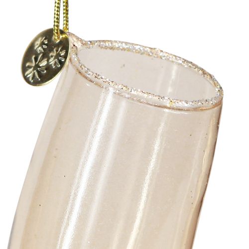 Prodotto Bottiglia e bicchiere di champagne, decorazioni per l&#39;albero, anniversario, decorazioni in vetro da appendere, Capodanno H14.5cm vero vetro set di 2